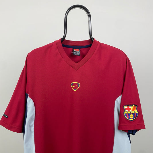 90s Nike Barcelona Football Shirt T-Shirt Red Large
