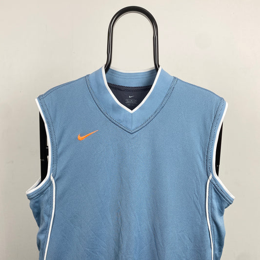 90s Nike Piping Basketball T-Shirt Blue Medium