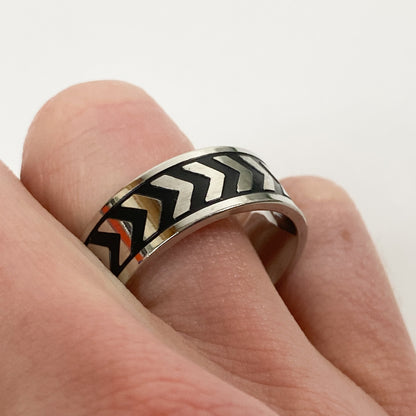 Retro Vintage Racing Stripe Ring Silver