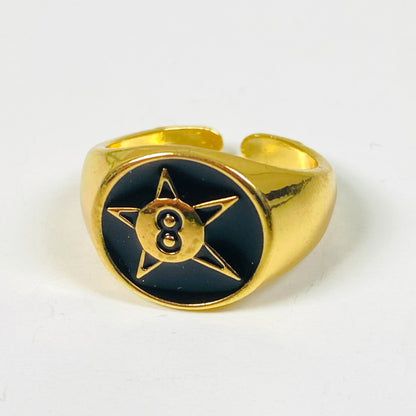 Adjustable 8 Ball Ring Gold