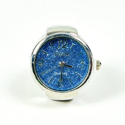Vintage Watch Ring Blue Sparkle