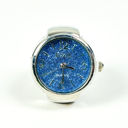 Vintage Watch Ring Blue Sparkle