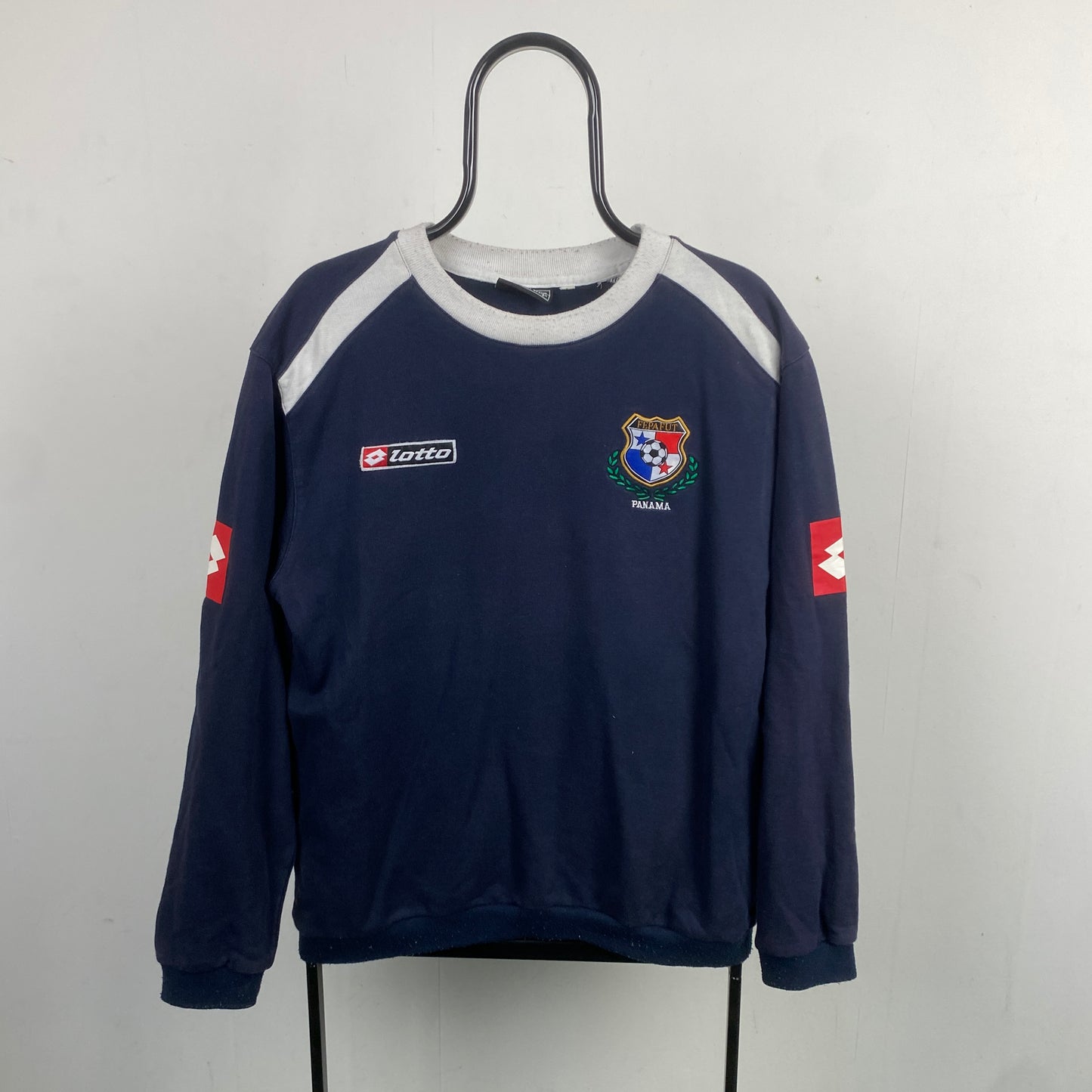 Retro Lotto Panama Football Sweatshirt Blue Large