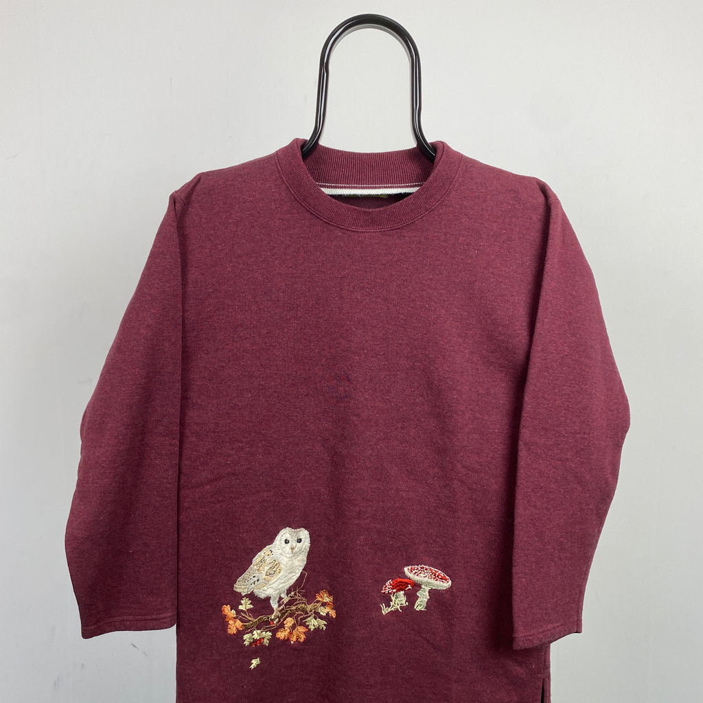 Retro Owl Sweatshirt Red Small