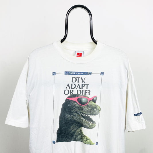 Retro DTV Dinosaur T-Shirt White XL