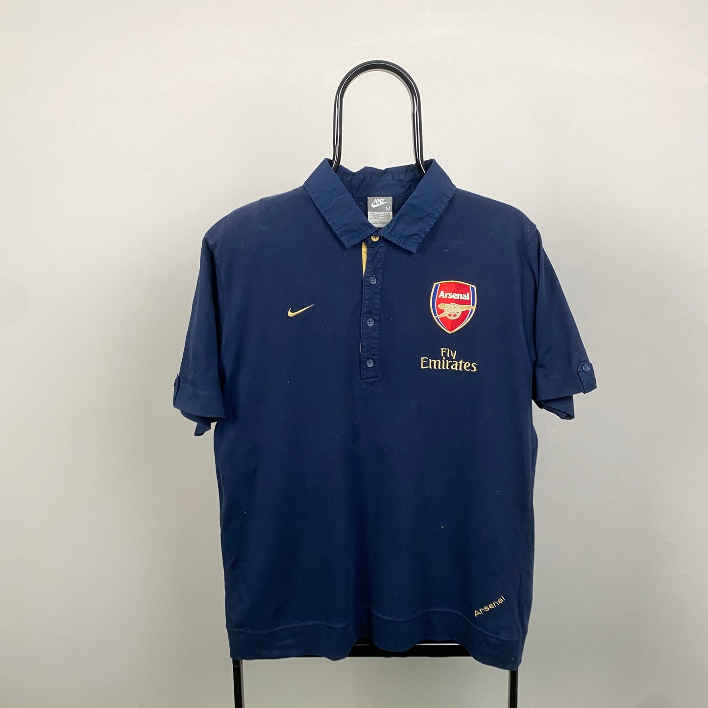 00s Nike Arsenal Polo Shirt T-Shirt Blue Medium