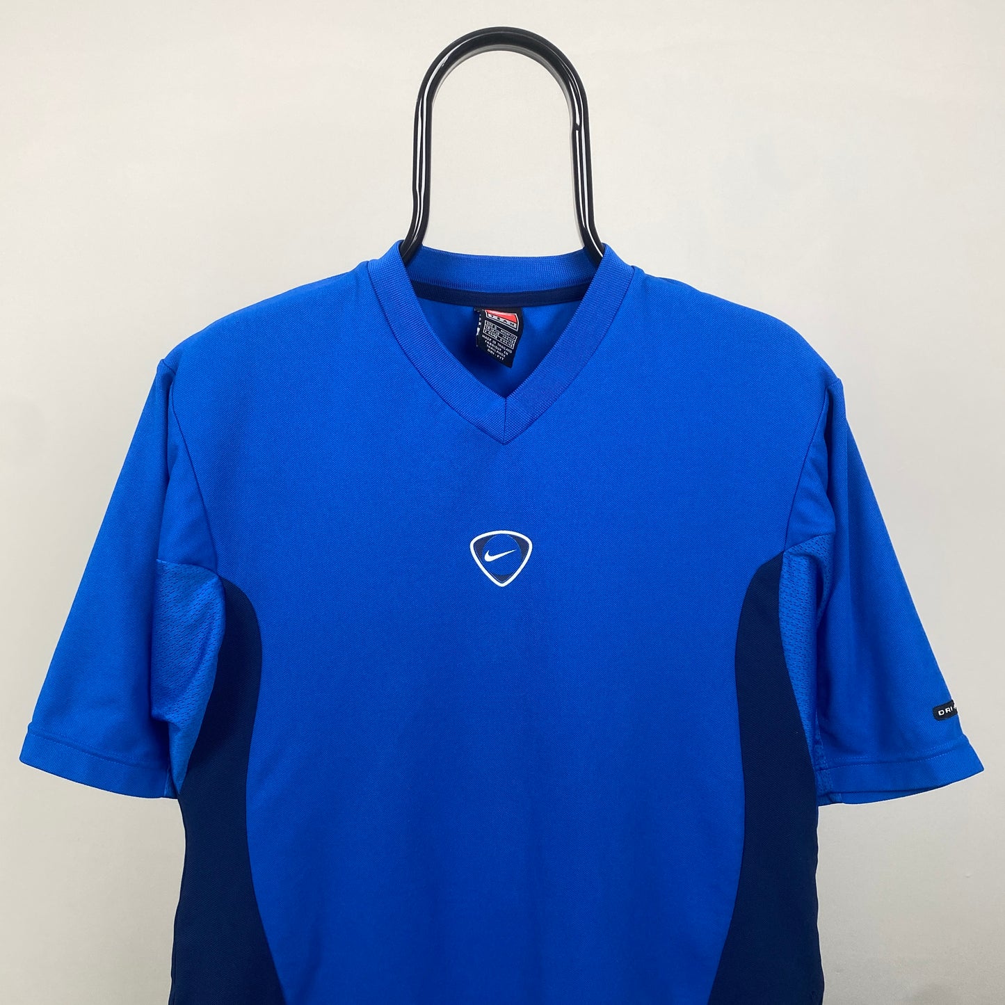 00s Nike Football Shirt T-Shirt Blue Small
