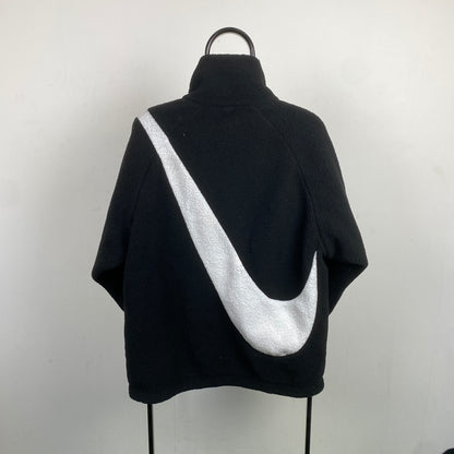 00s Nike Reversible Fleece Coat Jacket Black XS