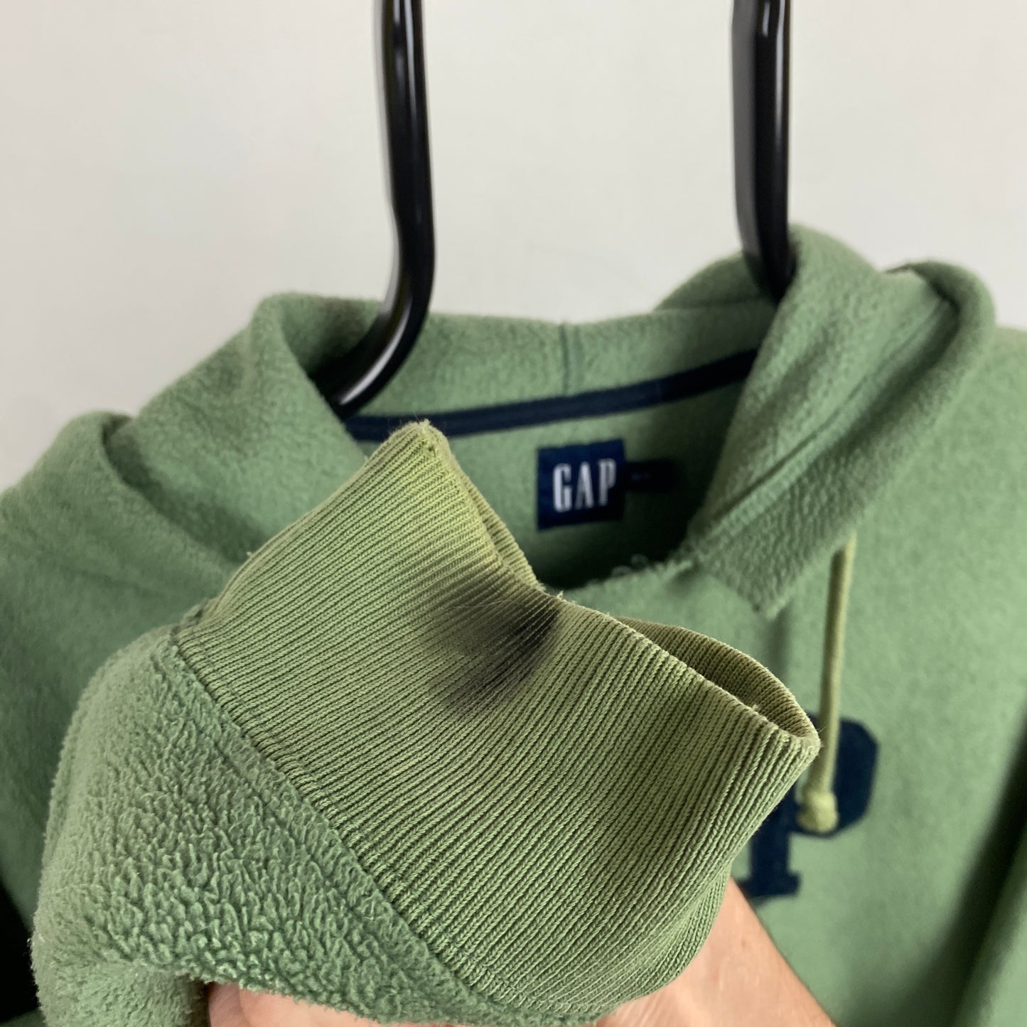 Retro Gap Fleece Hoodie Sage Green Small