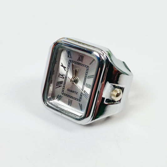 Retro Adjustable Watch Ring Silver