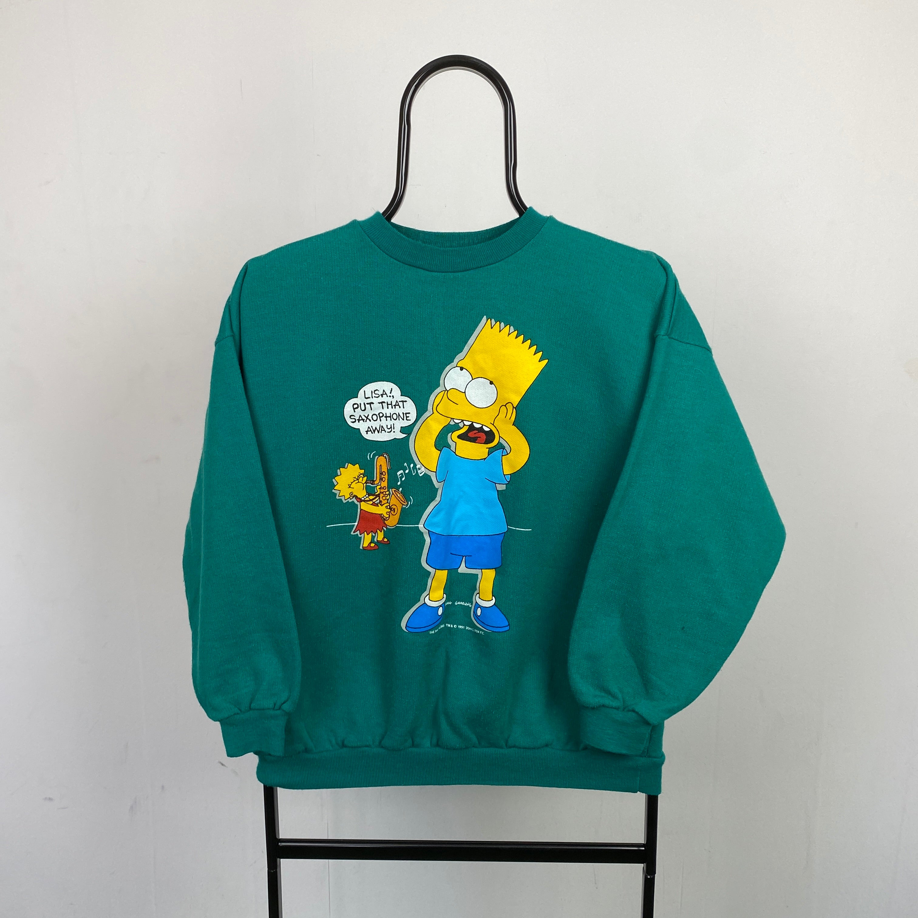 Retro 90s Simpsons Sweatshirt Green Small