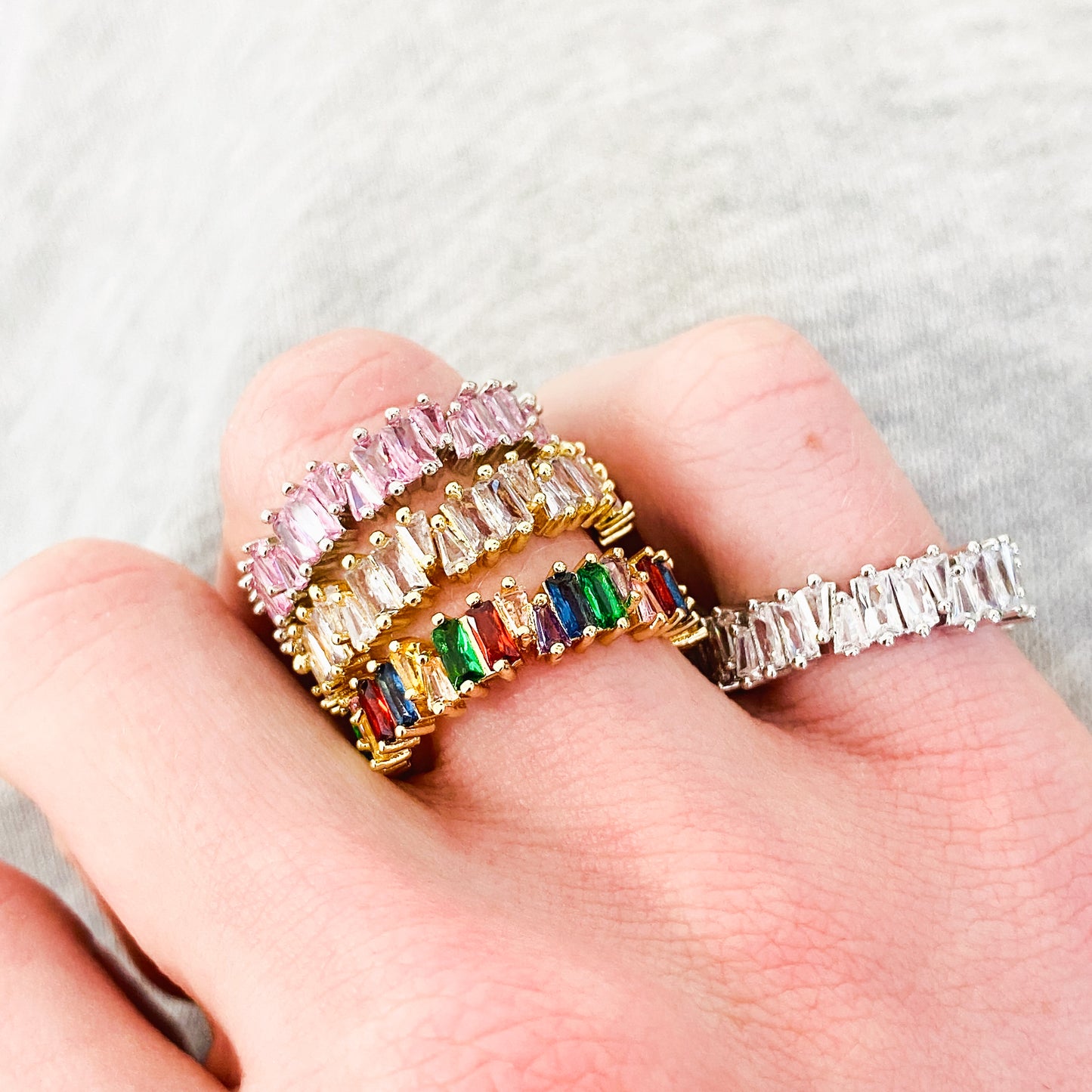 Retro Prism Gemstone Band Ring Gold