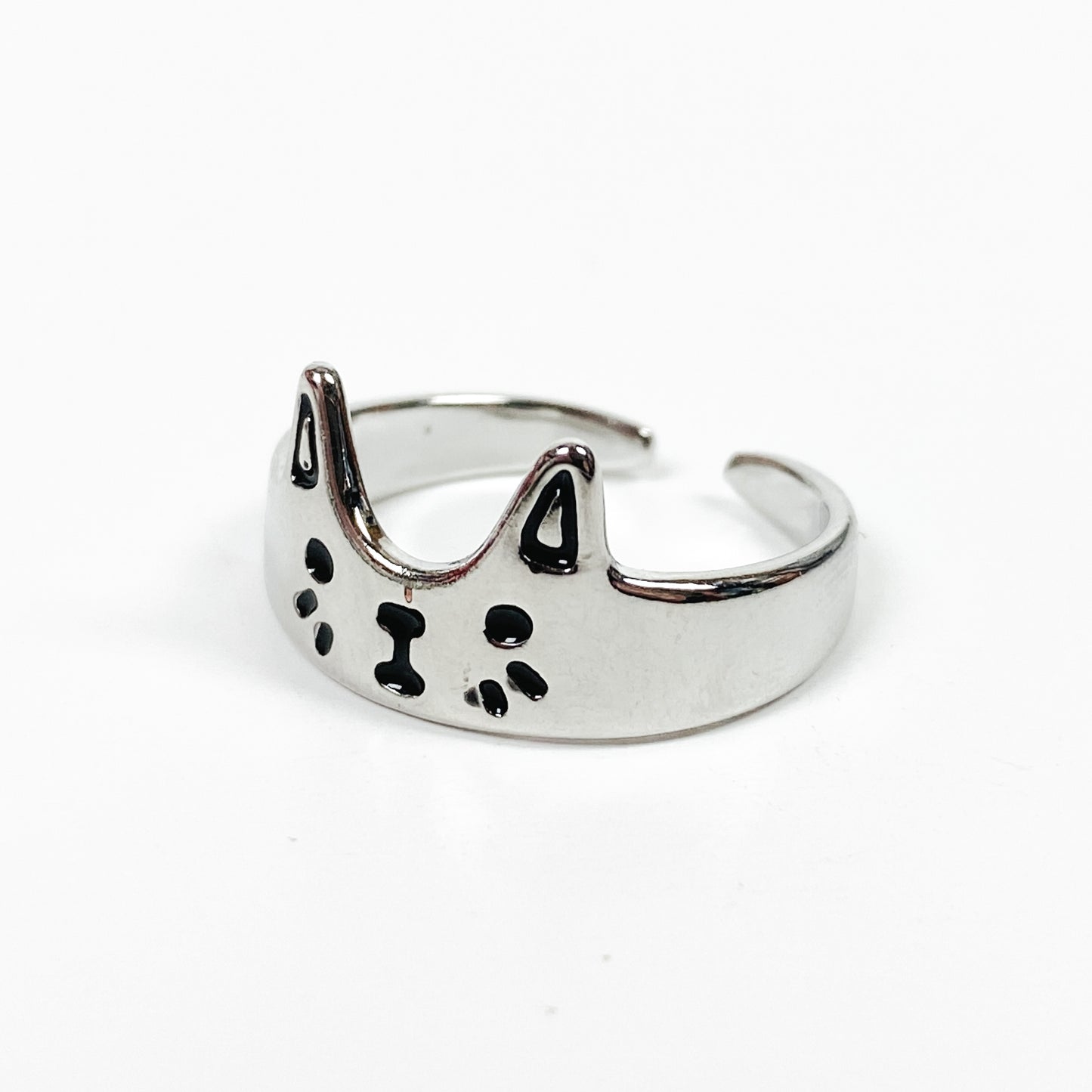 Retro Adjustable Cat Ring Silver