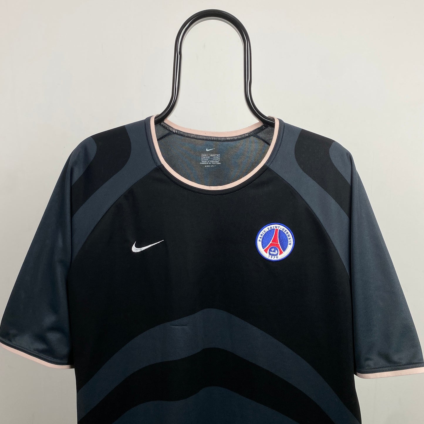 90s Nike PSG Football Shirt T-Shirt Grey Large