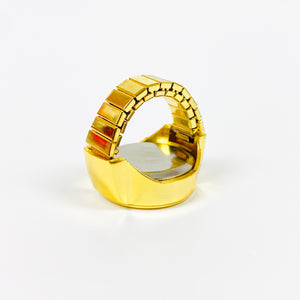 Retro Adjustable Watch Ring Gold White