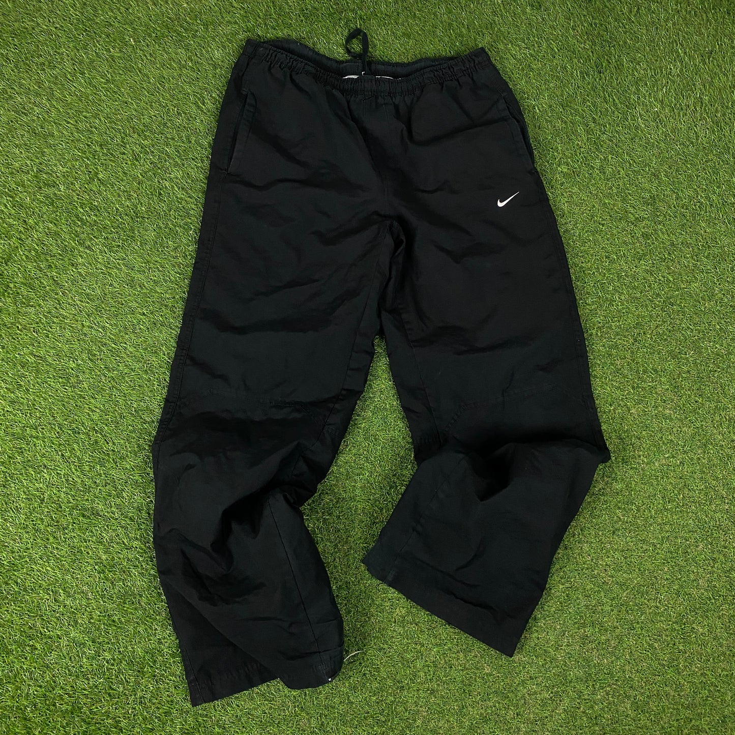 00s Nike Piping Windbreaker Tracksuit Set Jacket + Joggers Black XL