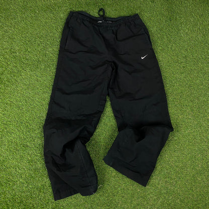 00s Nike Piping Windbreaker Tracksuit Set Jacket + Joggers Black XL