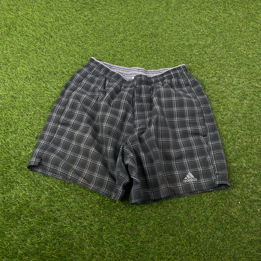 00s Adidas Plaid Shorts Blue Medium