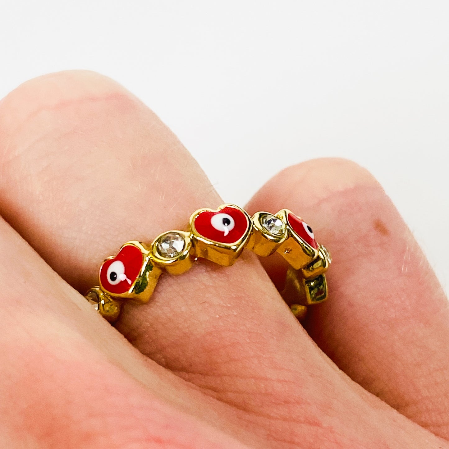 Retro Adjustable Eye Heart Ring Gold