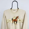 Retro 90s Horse Sweatshirt Brown Large