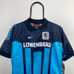 90s Nike Premier 1860 Munich Football Shirt T-Shirt Blue Small