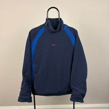90s Nike Reversible Sidewinder Fleece Coat Jacket Blue Small