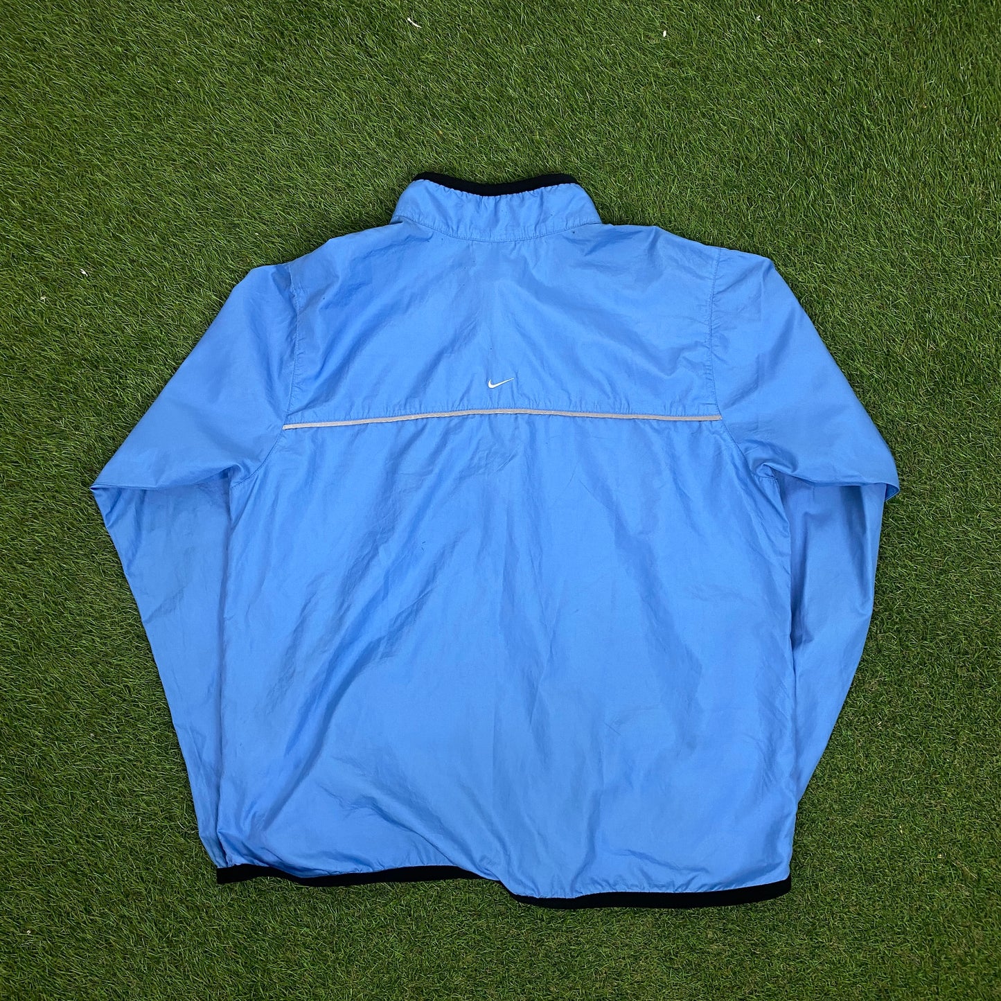 00s Nike Piping Windbreaker Jacket + Joggers Set Blue Medium