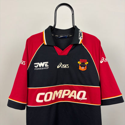 90s Asics Bradford Bulls Rugby Shirt T-Shirt Black XL