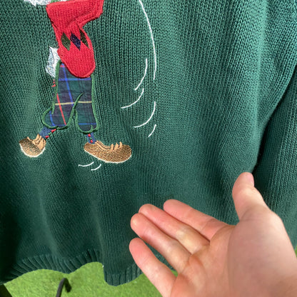 Retro 90s Bugs Bunny Golf Sweatshirt Green XL