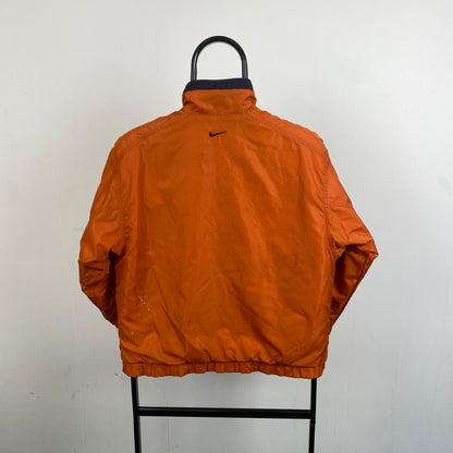 90s Nike Reversible Fleece Coat Puffer Jacket Blue Orange XS