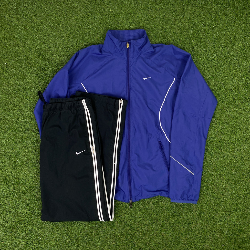 00s Nike Clima-Fit Tracksuit Jacket + Joggers Set Purple Small