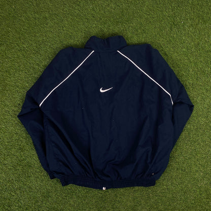 90s Nike Piping Tracksuit Jacket + Joggers Set Blue Large