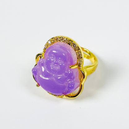 Retro Vintage Buddha Ring Gold Purple