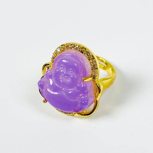 Retro Vintage Buddha Ring Gold Purple