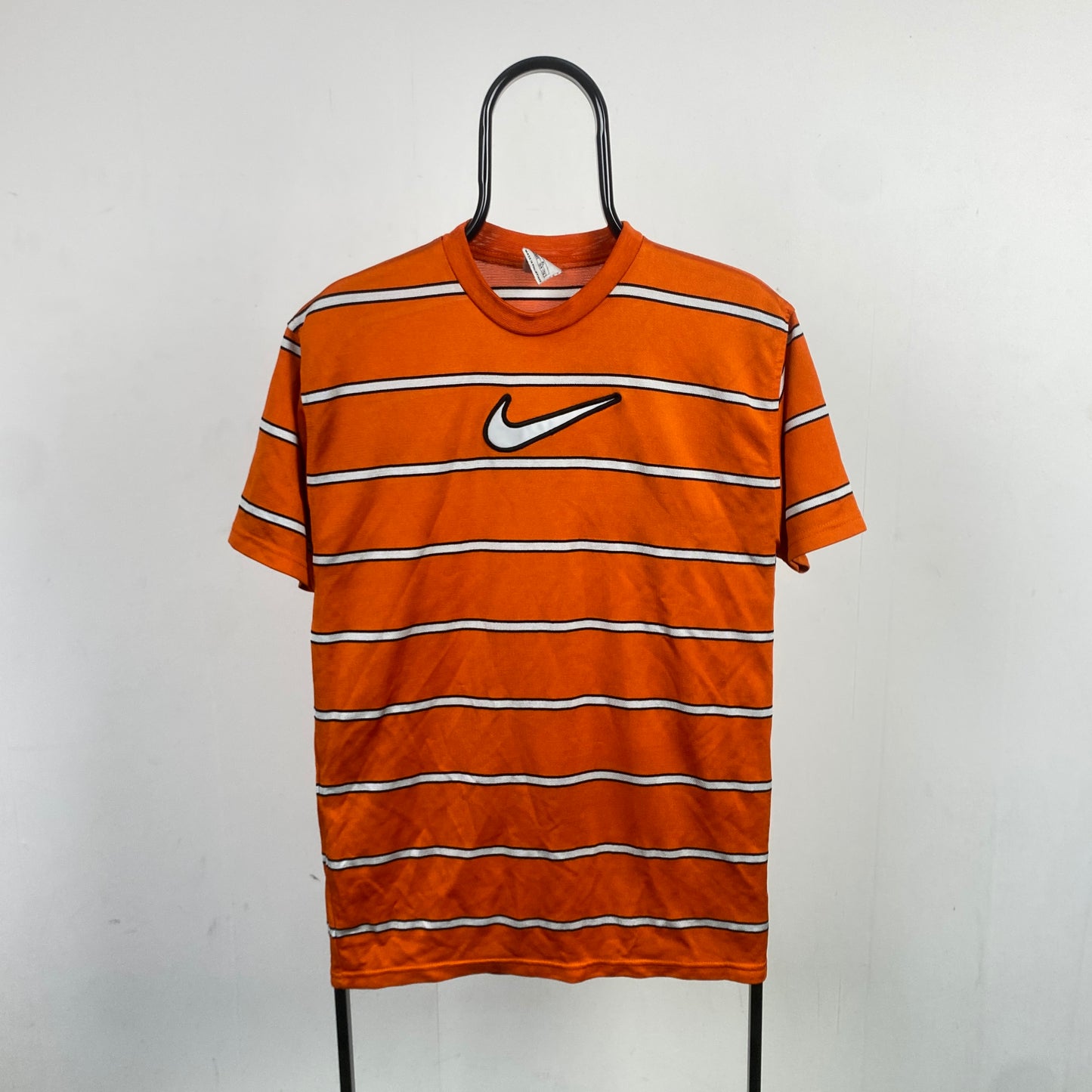 90s Nike Striped T-Shirt Orange Small