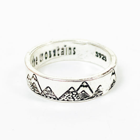 Retro Mountain Band Ring Silver