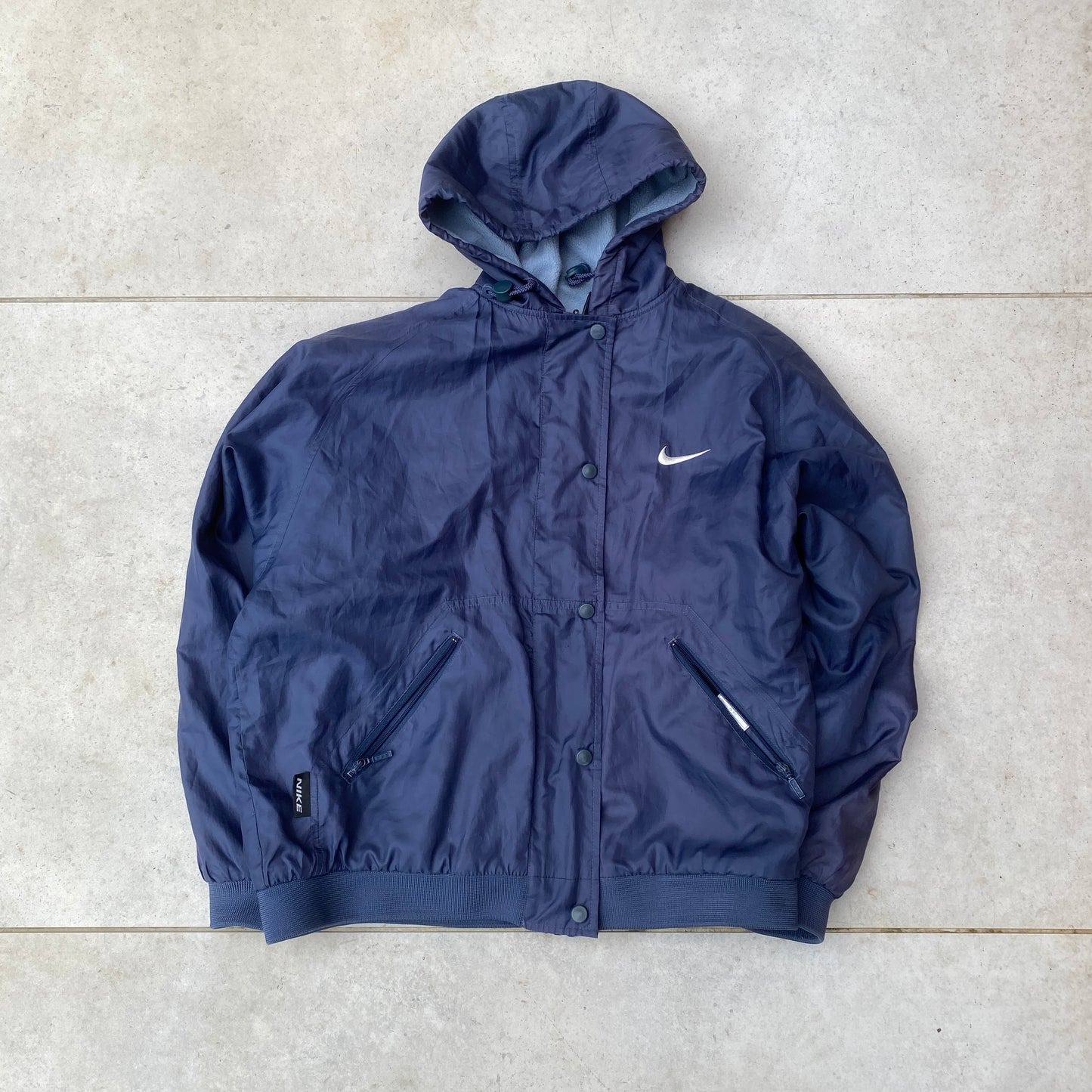 90s Nike Reversible Fleece Coat Jacket Blue Medium