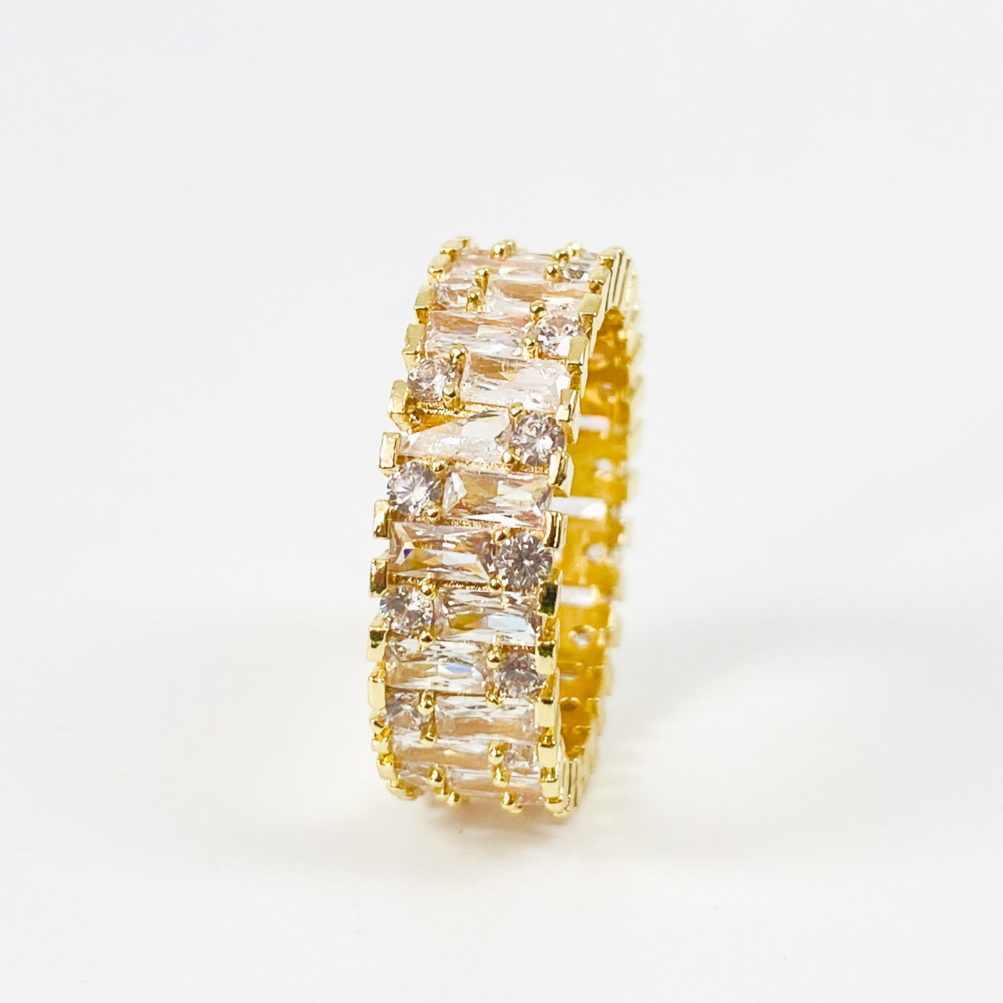 Baguette Gemstone Band Ring Gold