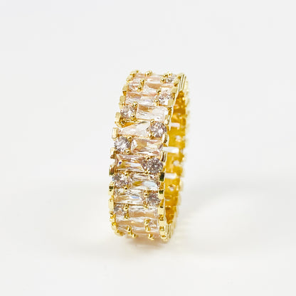 Baguette Gemstone Band Ring Gold