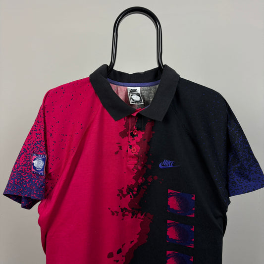 90s Nike Challenge Court Agassi Polo Shirt T-Shirt Red Large