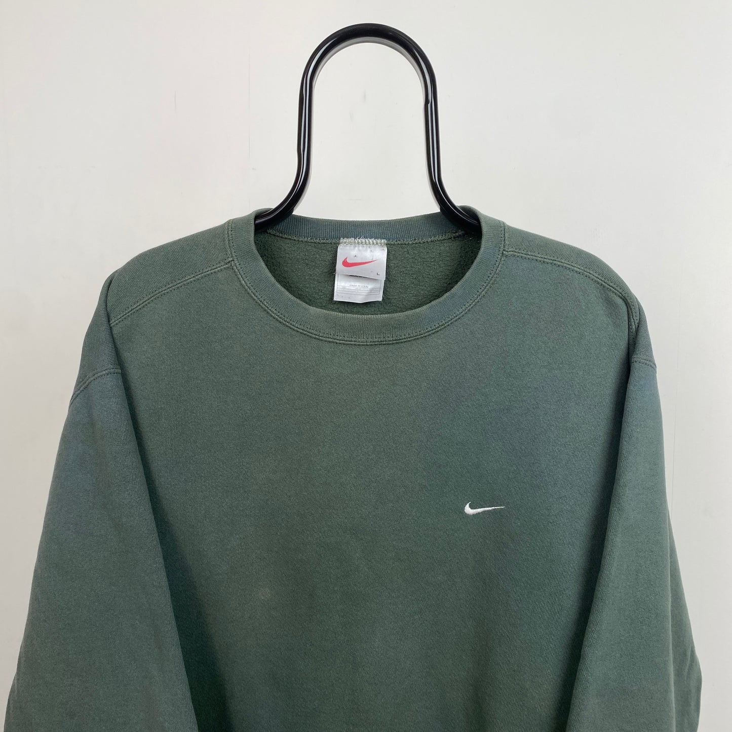 90s Nike Mini Swoosh Sweatshirt Forest Green Large