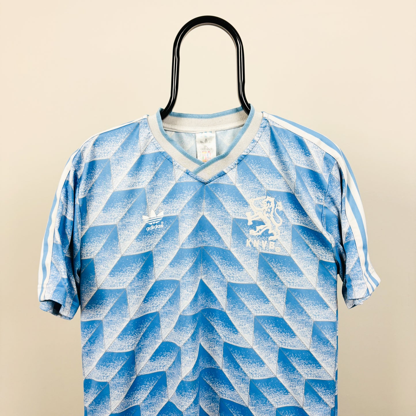 90s Adidas Netherlands Football Shirt T-Shirt Blue Small
