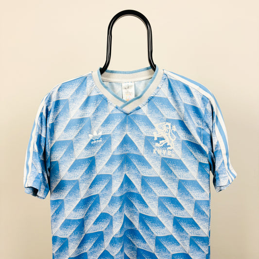 90s Adidas Netherlands Football Shirt T-Shirt Blue Small