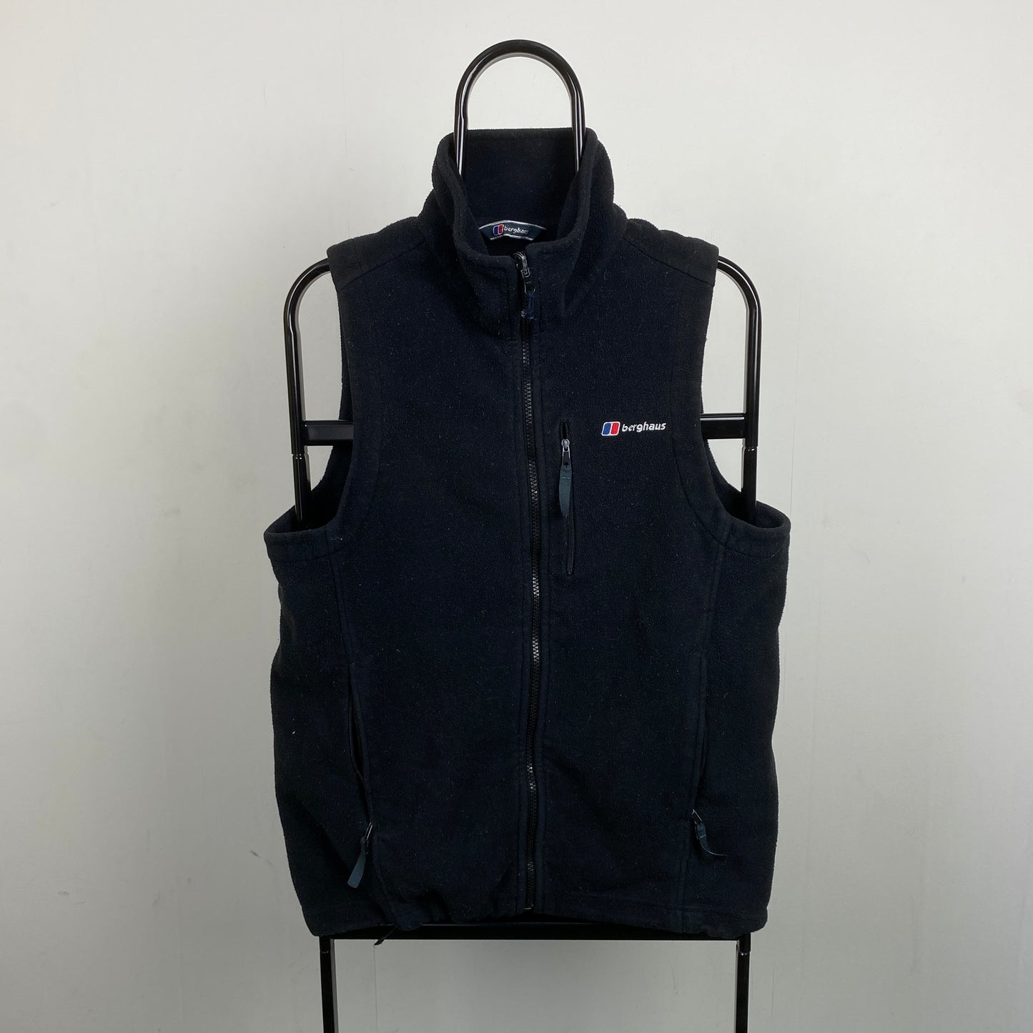 Retro Berghaus Fleece Gilet Sweatshirt Black Medium