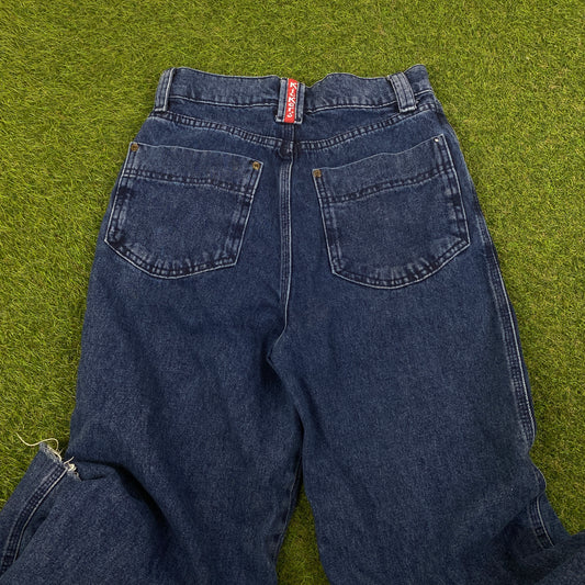 Retro Kickers Flared Jeans Trousers Joggers Blue XS