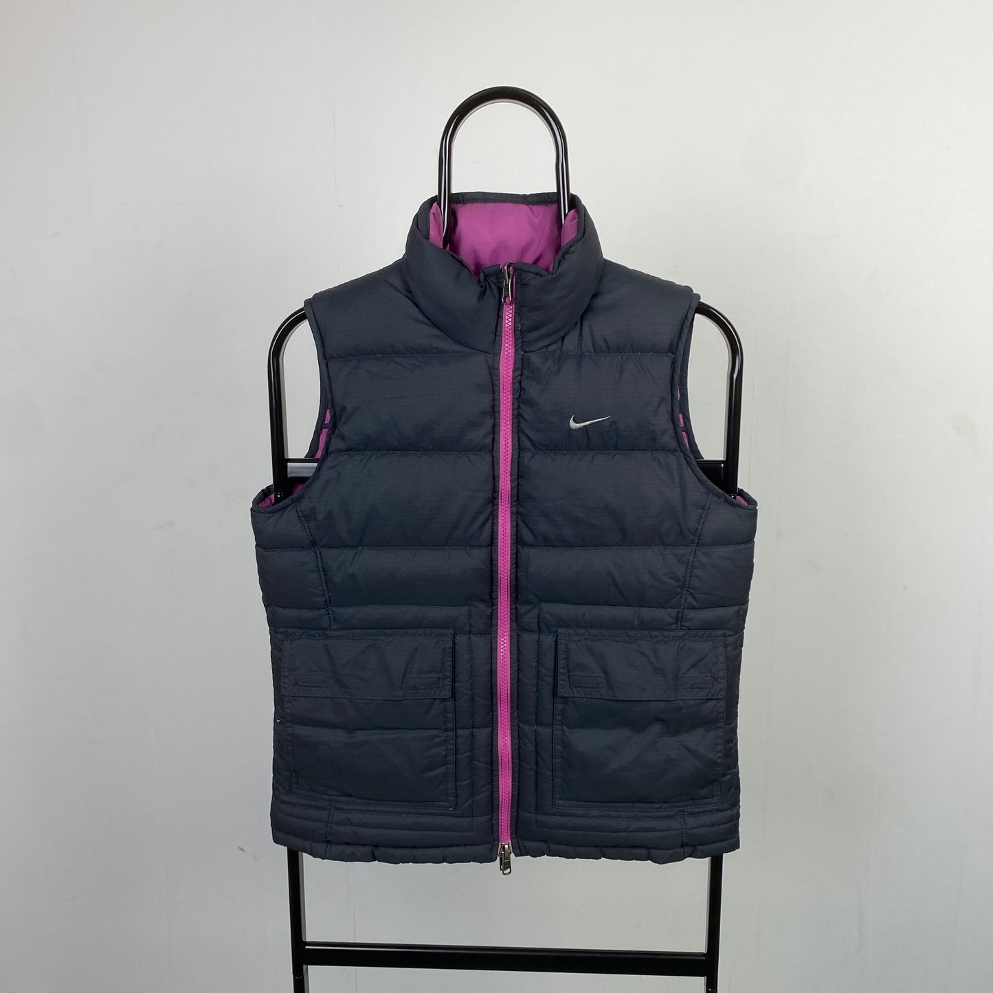 00s Nike Reversible Puffer Gilet Jacket Black Small