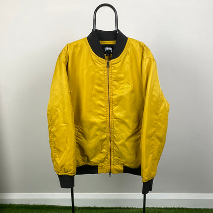 00s Stussy Varsity Bomber Jacket Black Large