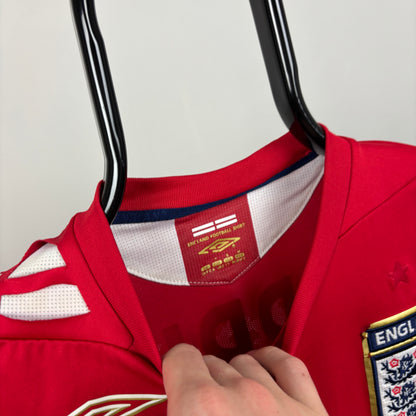 00s Umbro England Carrick Football Shirt T-Shirt Red Small
