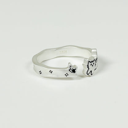 Dainty Cat Ring Silver