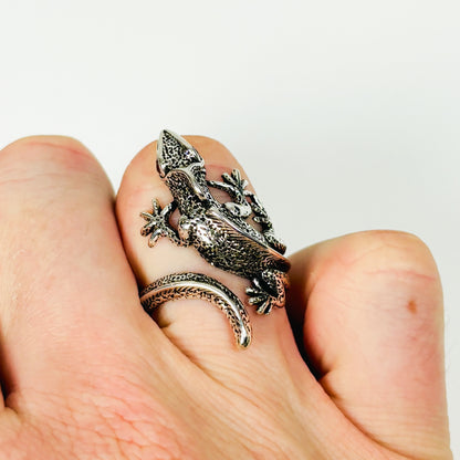 Adjustable Lizard Ring Silver
